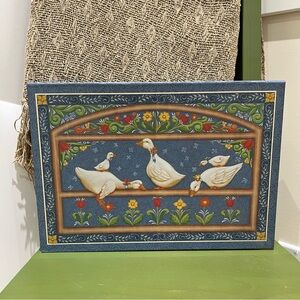 Vintage Folk Art Goose Decorative Storage Box